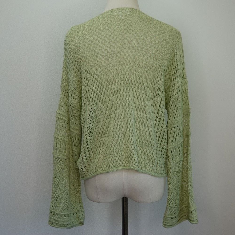 LC Lauren Conrad Multi Pattern Crochet Cropped Sweater - Light Green - M - Picture 8 of 15